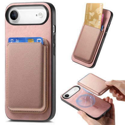 For iPhone Air Retro Magsafe Card Bag PU Back Cover Phone Case(Pink) - iPhone Air Cases by buy2fix | Online Shopping UK | buy2fix