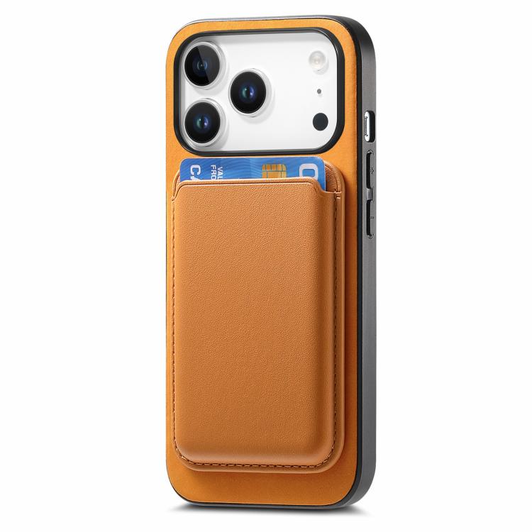 For iPhone 17 Pro Retro Magsafe Card Bag PU Back Cover Phone Case(Yellow) - iPhone 17 Pro Cases by buy2fix | Online Shopping UK | buy2fix