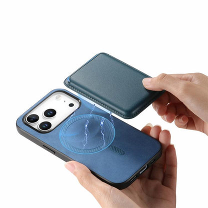 For iPhone 17 Pro Retro Magsafe Card Bag PU Back Cover Phone Case(Blue) - iPhone 17 Pro Cases by buy2fix | Online Shopping UK | buy2fix