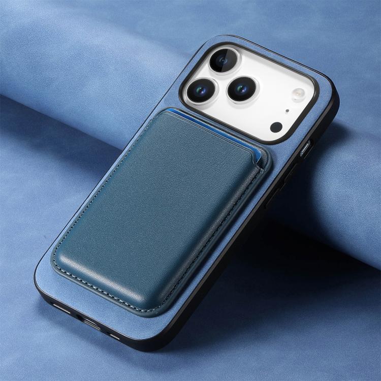 For iPhone 17 Pro Retro Magsafe Card Bag PU Back Cover Phone Case(Blue) - iPhone 17 Pro Cases by buy2fix | Online Shopping UK | buy2fix