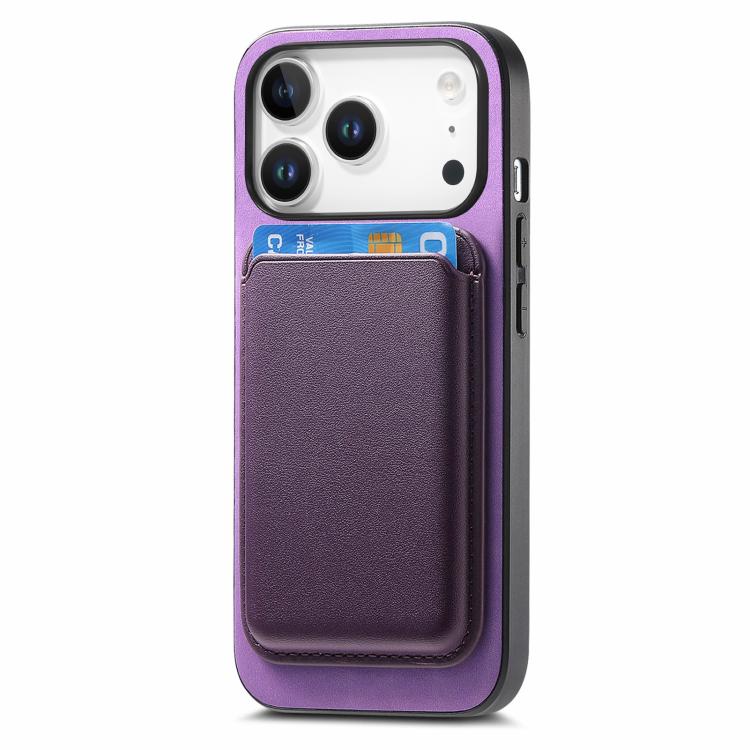 For iPhone 17 Pro Retro Magsafe Card Bag PU Back Cover Phone Case(Purple) - iPhone 17 Pro Cases by buy2fix | Online Shopping UK | buy2fix