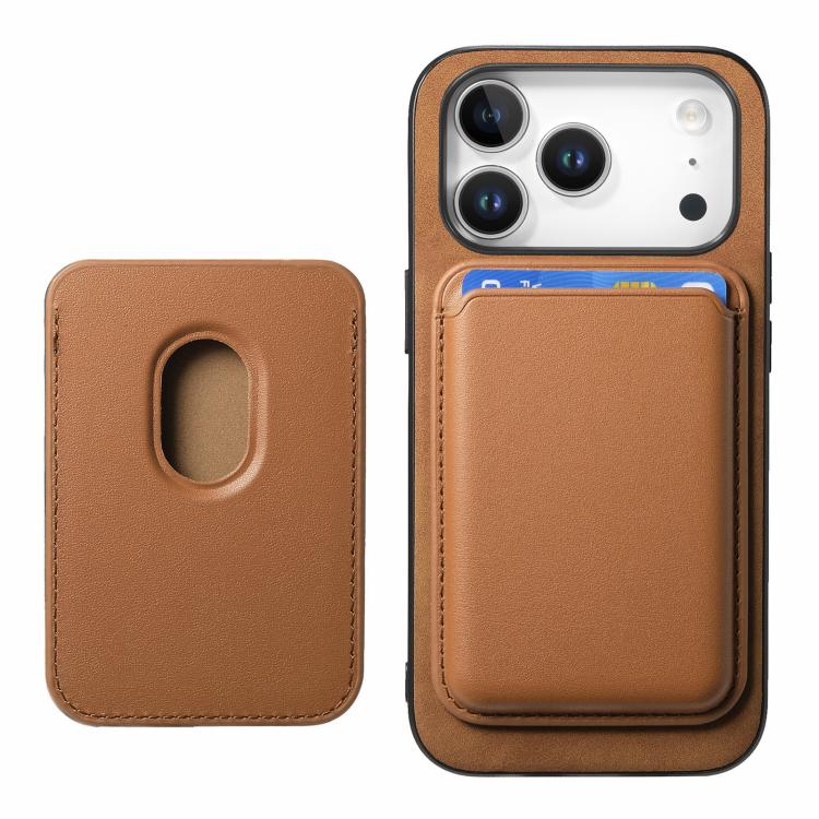 For iPhone 17 Pro Retro Magsafe Card Bag PU Back Cover Phone Case(Brown) - iPhone 17 Pro Cases by buy2fix | Online Shopping UK | buy2fix