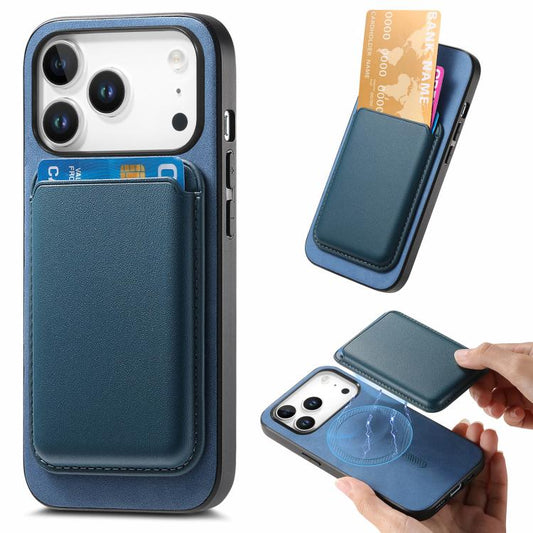 For iPhone 17 Pro Max Retro Magsafe Card Bag PU Back Cover Phone Case(Blue) - iPhone 17 Pro Max Cases by buy2fix | Online Shopping UK | buy2fix