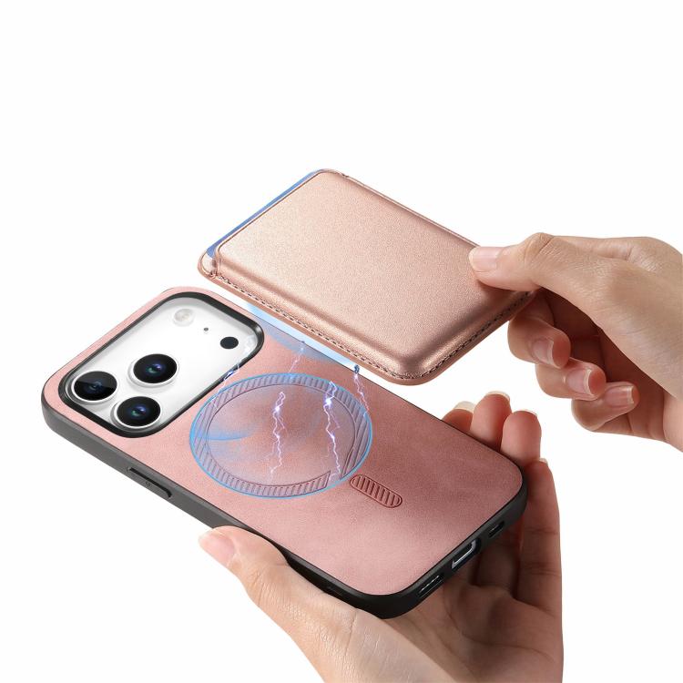 For iPhone 17 Pro Max Retro Magsafe Card Bag PU Back Cover Phone Case(Pink) - iPhone 17 Pro Max Cases by buy2fix | Online Shopping UK | buy2fix