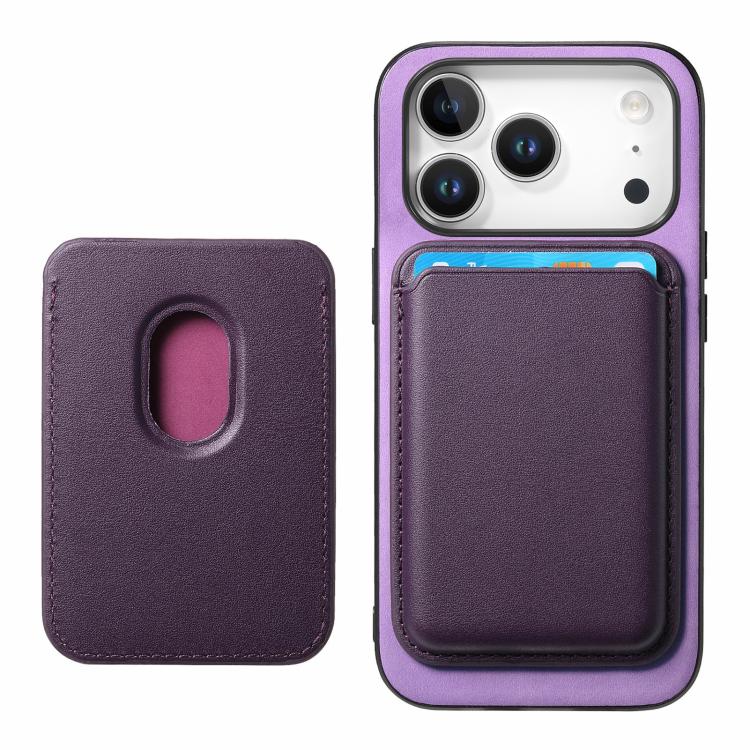 For iPhone 17 Pro Max Retro Magsafe Card Bag PU Back Cover Phone Case(Purple) - iPhone 17 Pro Max Cases by buy2fix | Online Shopping UK | buy2fix