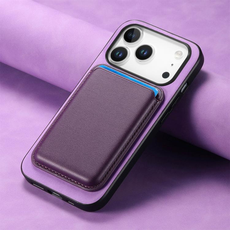 For iPhone 17 Pro Max Retro Magsafe Card Bag PU Back Cover Phone Case(Purple) - iPhone 17 Pro Max Cases by buy2fix | Online Shopping UK | buy2fix