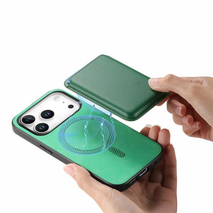 For iPhone 17 Pro Max Retro Magsafe Card Bag PU Back Cover Phone Case(Green) - iPhone 17 Pro Max Cases by buy2fix | Online Shopping UK | buy2fix