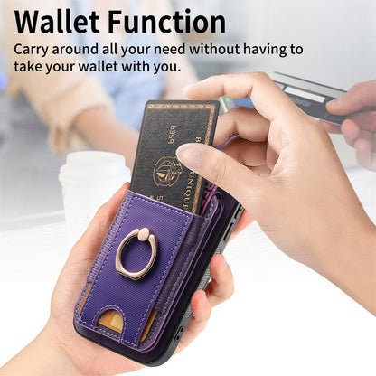 For iPhone 16 Retro Splitable Magnetic Stand Card Bag Leather Phone Case(Purple) by buy2fix
