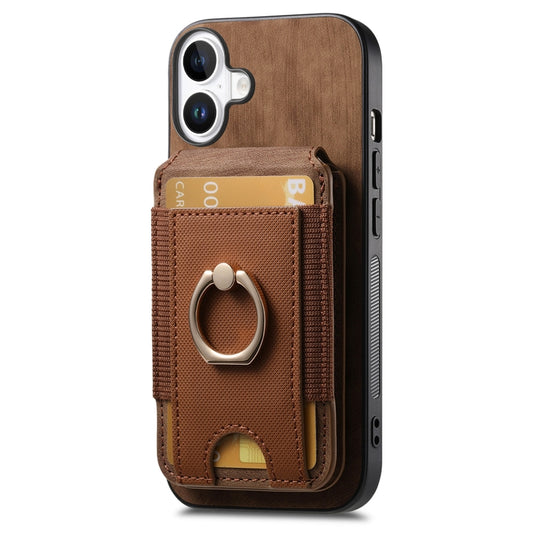 For iPhone 16 Retro Splitable Magnetic Stand Card Bag Leather Phone Case(Brown) by buy2fix