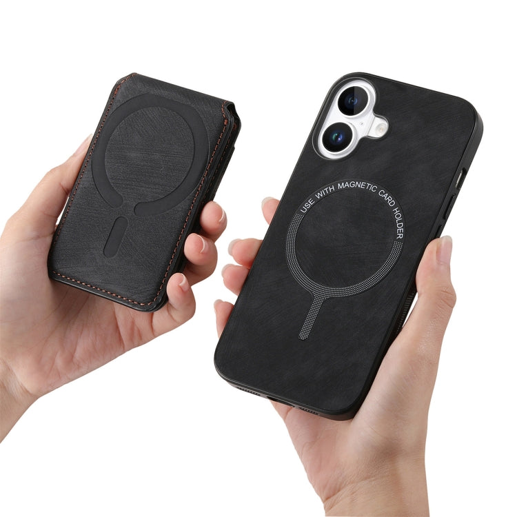 For iPhone 16 Plus Retro Splitable Magnetic Stand Card Bag Leather Phone Case(Black) - iPhone 16 Plus Cases by buy2fix | Online Shopping UK | buy2fix