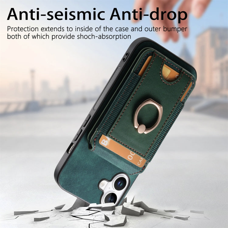 For iPhone 16 Plus Retro Splitable Magnetic Stand Card Bag Leather Phone Case(Green) - iPhone 16 Plus Cases by buy2fix | Online Shopping UK | buy2fix