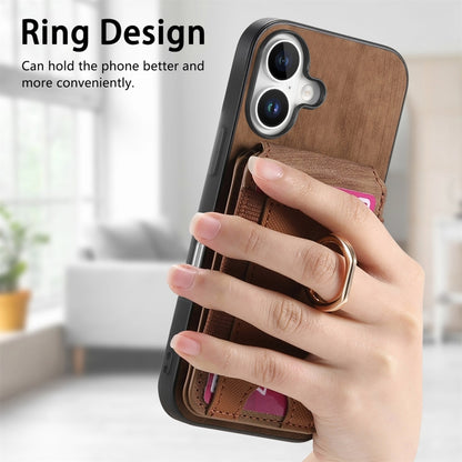 For iPhone 16 Plus Retro Splitable Magnetic Stand Card Bag Leather Phone Case(Brown) - iPhone 16 Plus Cases by buy2fix | Online Shopping UK | buy2fix