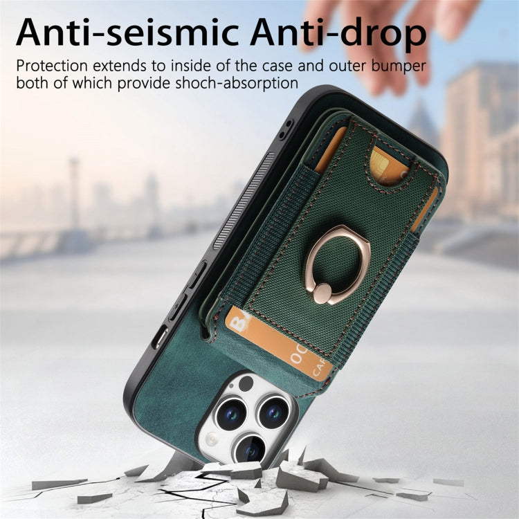 For iPhone 16 Pro Retro Splitable Magnetic Stand Card Bag Leather Phone Case(Green) - iPhone 16 Pro Cases by buy2fix | Online Shopping UK | buy2fix