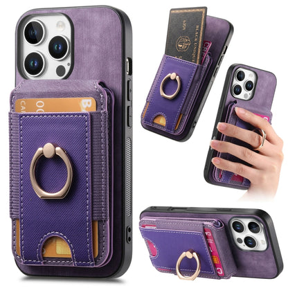 For iPhone 16 Pro Max Retro Splitable Magnetic Stand Card Bag Leather Phone Case(Purple) - iPhone 16 Pro Max Cases by buy2fix | Online Shopping UK | buy2fix