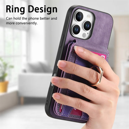 For iPhone 16 Pro Max Retro Splitable Magnetic Stand Card Bag Leather Phone Case(Purple) - iPhone 16 Pro Max Cases by buy2fix | Online Shopping UK | buy2fix