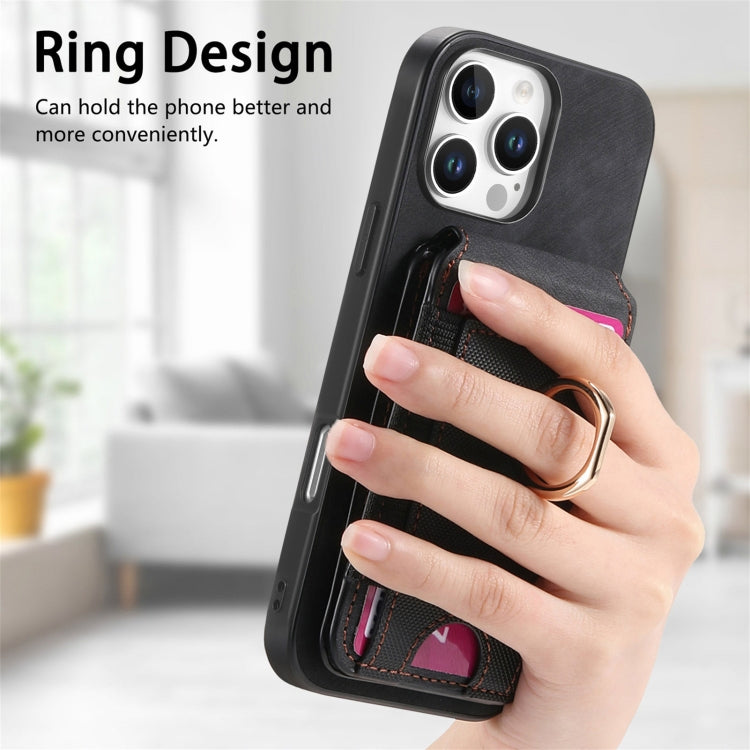 For iPhone 16 Pro Max Retro Splitable Magnetic Stand Card Bag Leather Phone Case(Black) - iPhone 16 Pro Max Cases by buy2fix | Online Shopping UK | buy2fix