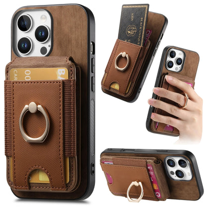 For iPhone 16 Pro Max Retro Splitable Magnetic Stand Card Bag Leather Phone Case(Brown) - iPhone 16 Pro Max Cases by buy2fix | Online Shopping UK | buy2fix