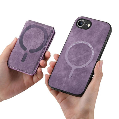 For iPhone 16e Retro Splitable Magnetic Stand Card Bag Leather Phone Case(Purple) - iPhone 16e Cases by buy2fix | Online Shopping UK | buy2fix