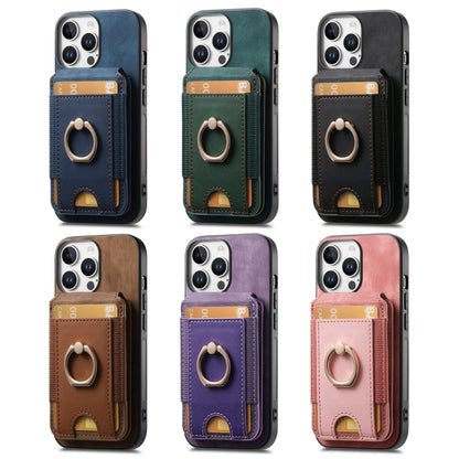 For iPhone 16 Pro Retro Splitable Magnetic Stand Card Bag Leather Phone Case(Pink) - iPhone 16 Pro Cases by buy2fix | Online Shopping UK | buy2fix
