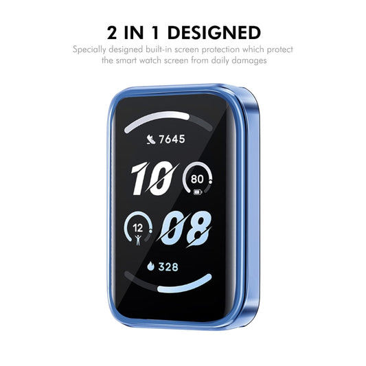 For Honor Band 9 ENKAY Hat-Prince Full Coverage Electroplated Soft TPU Case with Screen Protection(Transparent) by ENKAY