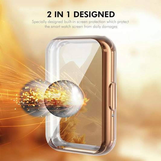 For Samsung Galaxy Fit3 ENKAY Hat-Prince Full Coverage Electroplated Soft TPU Case with Screen Protection(Golden) by ENKAY