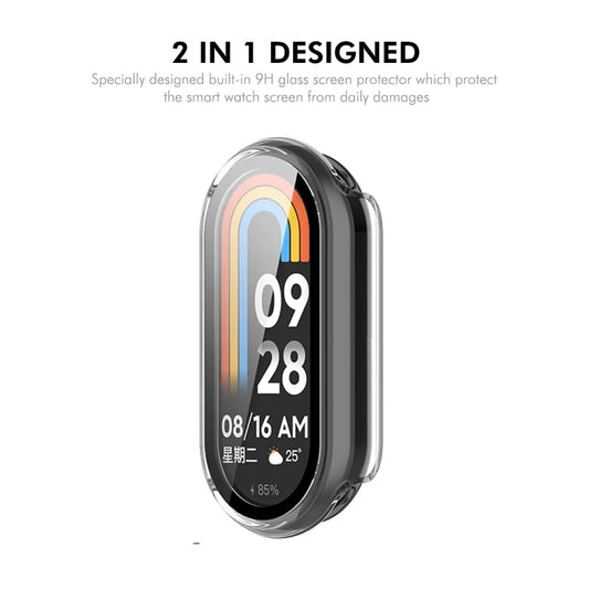 For Xiaomi Smart Band 9 / 9 NFC ENKAY Hat-Prince PC Frame Watch Protective Case with Tempered Film(White) by ENKAY
