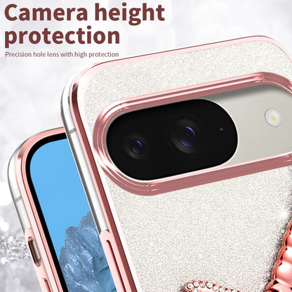 For Google Pixel 9 Pro Gradient Glitter Immortal 3D Dragonfly Holder Plated Phone Case(Purple) by buy2fix