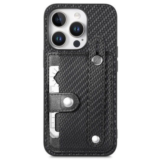 For iPhone 16 Pro Wristband Kickstand Card Wallet Back Phone Case with Tool Knife(Black) by buy2fix