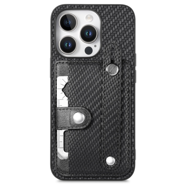 For iPhone 16 Pro Max Wristband Kickstand Card Wallet Back Phone Case with Tool Knife(Black) by buy2fix