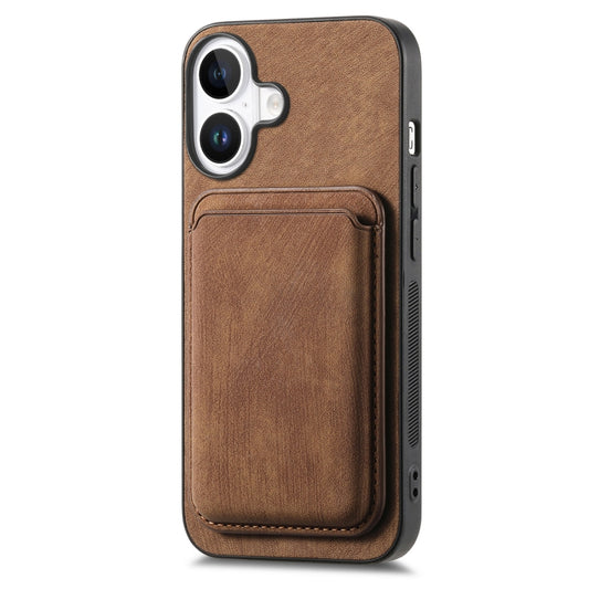 For iPhone 16 Retro Leather Card Bag Magnetic Phone Case(Brown) by buy2fix