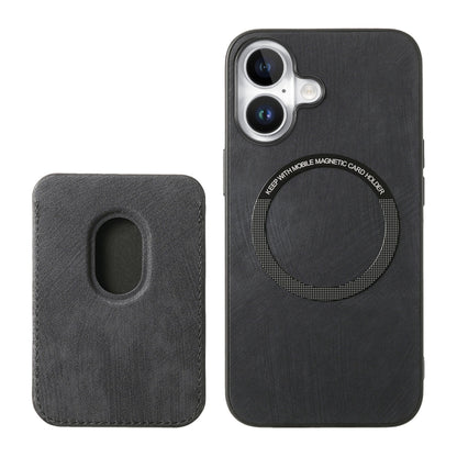 For iPhone 16 Retro Leather Card Bag Magnetic Phone Case(Black) - iPhone 16 Cases by buy2fix | Online Shopping UK | buy2fix