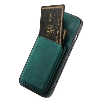 For iPhone 16 Plus Retro Leather Card Bag Magnetic Phone Case(Green) by buy2fix