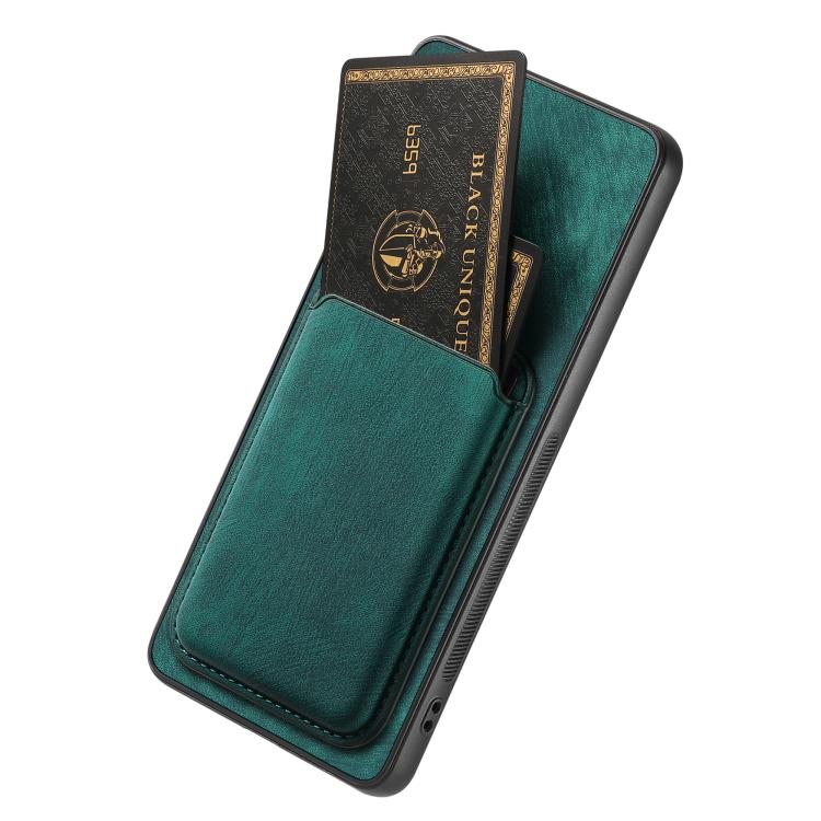For iPhone 16e Retro Leather Card Bag Magnetic Phone Case(Green) - iPhone 16e Cases by buy2fix | Online Shopping UK | buy2fix