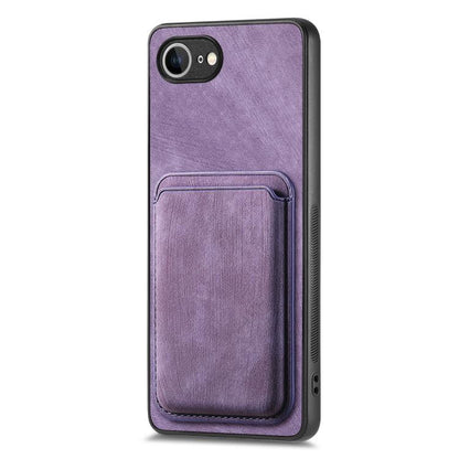 For iPhone 16e Retro Leather Card Bag Magnetic Phone Case(Purple) - iPhone 16e Cases by buy2fix | Online Shopping UK | buy2fix