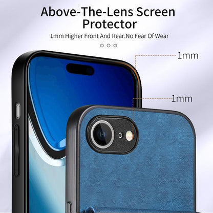 For iPhone 16e Retro Card Wallet Fold Leather Phone Case with Strap(Blue) - iPhone 16e Cases by buy2fix | Online Shopping UK | buy2fix