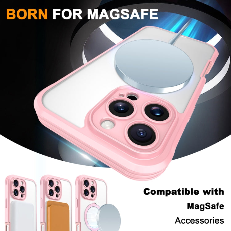 For iPhone 16 Pro Max Skin Feel Magsafe Holder 360 Full Body Phone Case(Pink) - iPhone 16 Pro Max Cases by buy2fix | Online Shopping UK | buy2fix