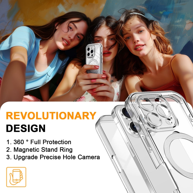 For iPhone 16 Pro Skin Feel MagSafe Holder 360 Full Body Phone Case(Transparent) by buy2fix