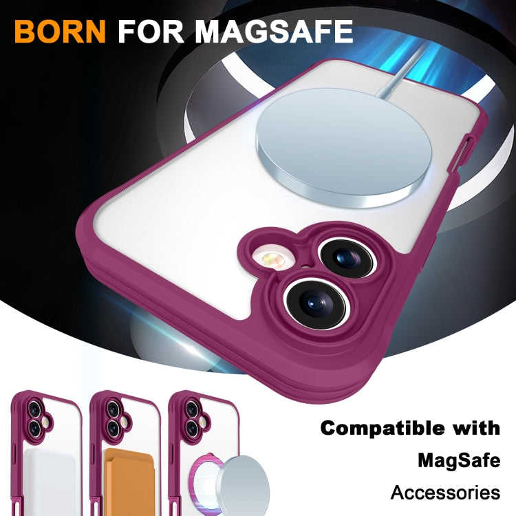 For iPhone 16 Plus Skin Feel MagSafe Holder 360 Full Body Phone Case(Rose Red) by buy2fix