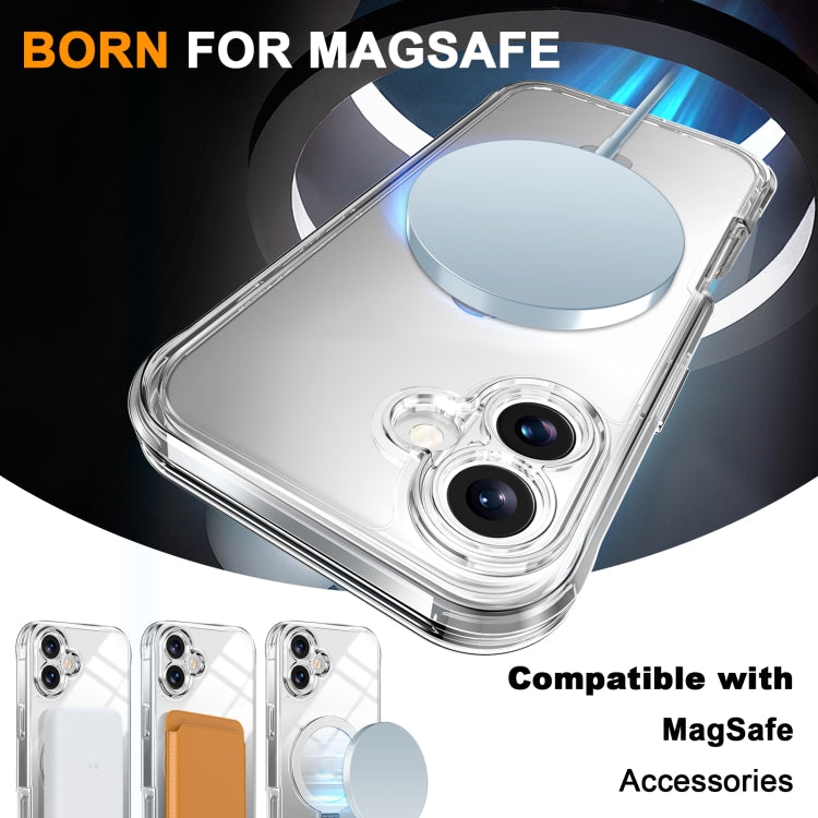 For iPhone 16 Plus Skin Feel MagSafe Holder 360 Full Body Phone Case(Transparent) by buy2fix