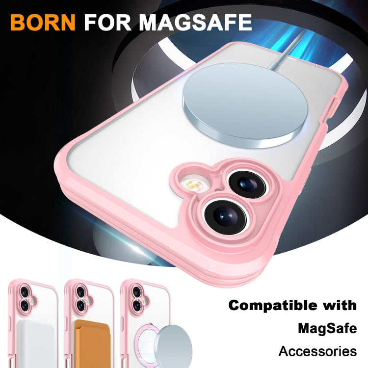 For iPhone 16 Skin Feel MagSafe Holder 360 Full Body Phone Case(Pink) by buy2fix