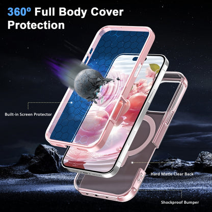 For iPhone 16 Pro Frosted Skin Feel MagSafe Holder 360 Full Body Phone Case(Pink) - iPhone 16 Pro Cases by buy2fix | Online Shopping UK | buy2fix