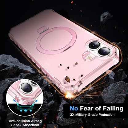 For iPhone 16 Frosted Wave MagSafe Holder Phone Case(Pink) by buy2fix