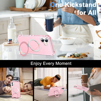 For iPhone 16 Frosted Wave MagSafe Holder Phone Case(Pink) by buy2fix