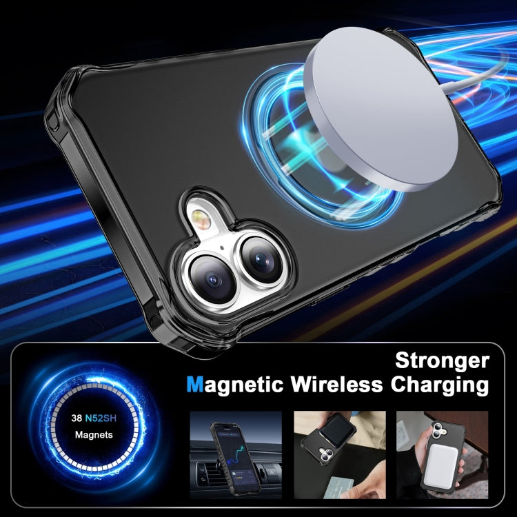 For iPhone 16 Frosted Wave MagSafe Holder Phone Case(Black) by buy2fix
