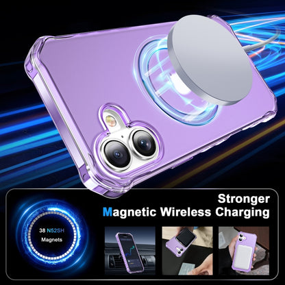 For iPhone 16 Frosted Wave MagSafe Holder Phone Case(Purple) by buy2fix