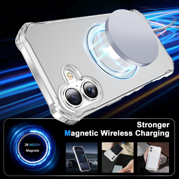 For iPhone 16 Frosted Wave MagSafe Holder Phone Case(Transparent) by buy2fix