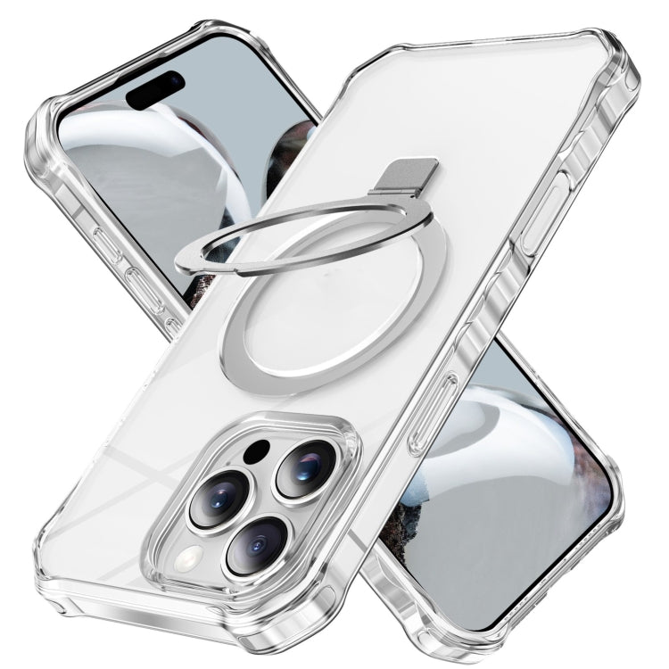 For iPhone 16 Pro Clear Wave MagSafe Holder Phone Case(Transparent) by buy2fix