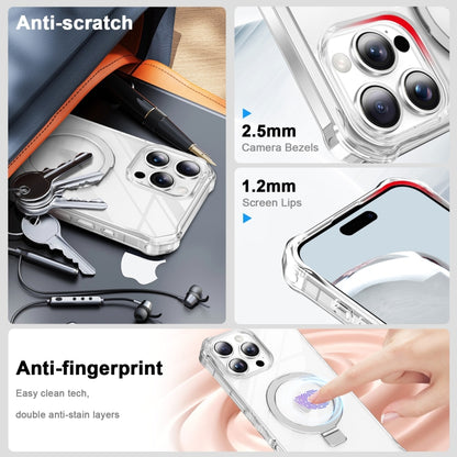 For iPhone 16 Pro Clear Wave MagSafe Holder Phone Case(Transparent) by buy2fix