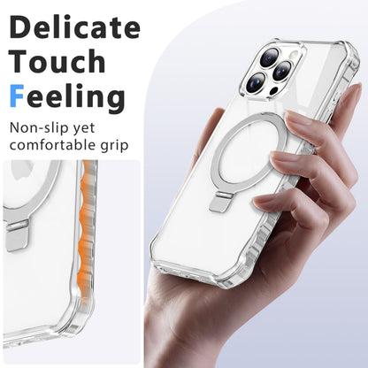 For iPhone 16 Pro Clear Wave MagSafe Holder Phone Case(Transparent) by buy2fix