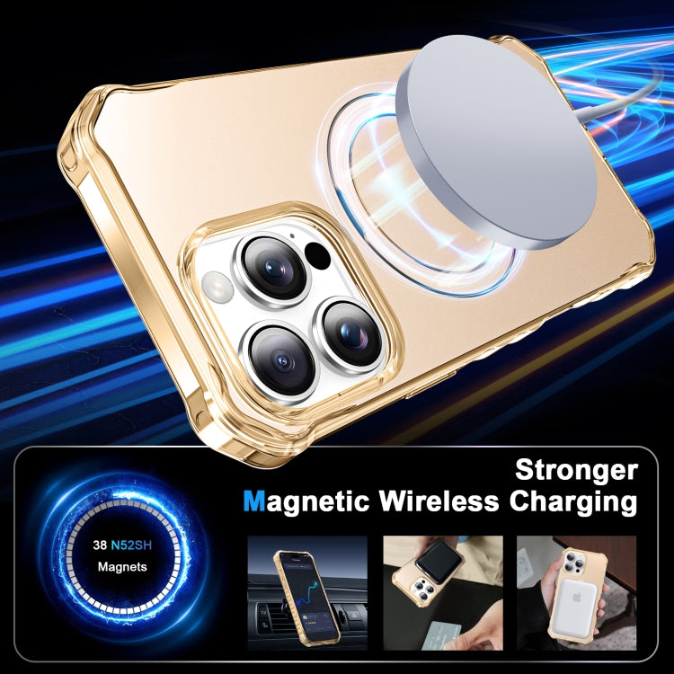 For iPhone 16 Pro Clear Wave MagSafe Holder Phone Case(Gold) by buy2fix